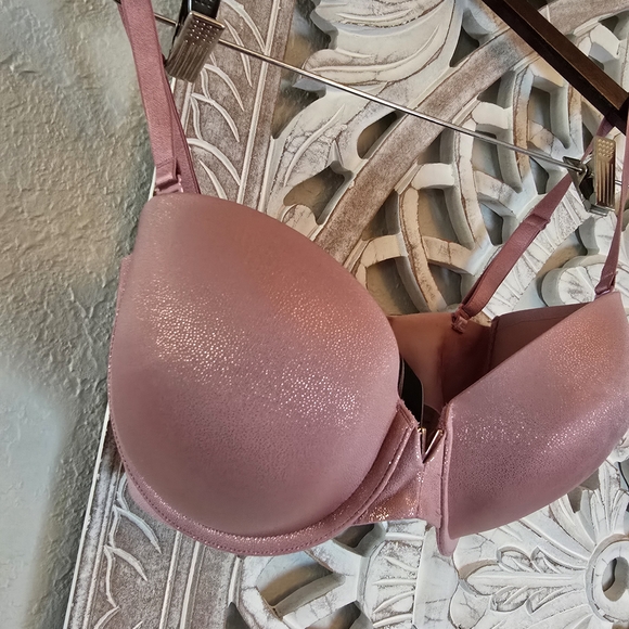 Victoria's Secret Lined Demi Bra Dusty Rose Metallic 32DDD - Picture 2 of 7
